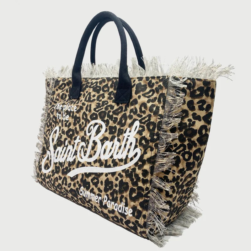 SAINT BARTH Autumn Winter Plush Towel Bag – Women’s Large Capacity Striped Casual Handbag with Tassel