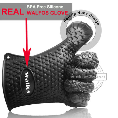 Walfos Silicone Oven Gloves — Heat-Resistant Thick BBQ & Cooking Mitts | Kitchen Gadgets & Accessories