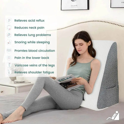 Memory Foam Wedge Pillow: Triangle Elevated Pillow for Sleeping, Acid Reflux, After Surgery - Bedside, Dormitory, Office Use