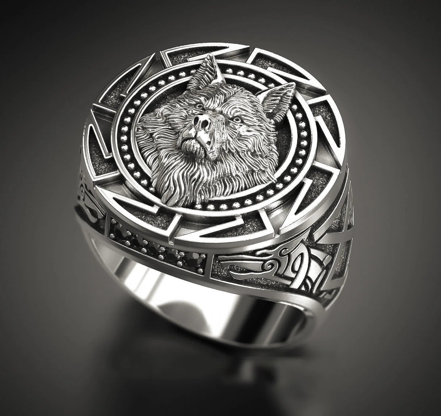 Men's Vintage Wolf Totem Ring – Nordic Viking Warrior Wolf Head, Bold Fashion Jewelry