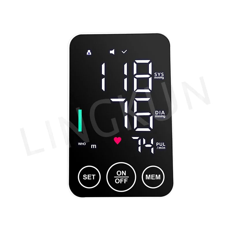 Spanish Voice Blood Pressure Monitor – Digital Arm Sphygmomanometer with LED Big Screen Tonometer