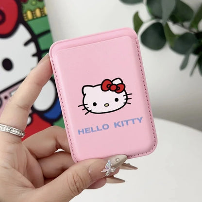 INS MagSafe Hello Kitty Wallet Card Holder Case for iPhone 17 / 16 / 15 / 14 / 13 Air Pro Max – Magnetic Card Clip Slim Wallet Phone Cover for Girls Gift Style Accessory