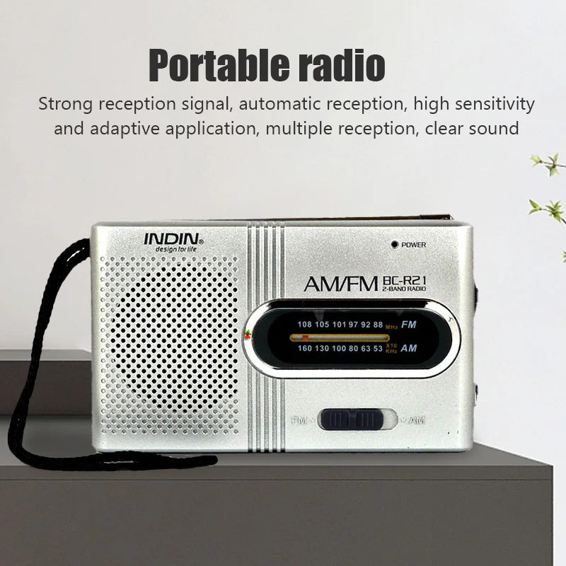 BC-R21 Mini AM/FM Radio — Battery-Operated Portable Receiver with Best Reception for Home, Running & Walking
