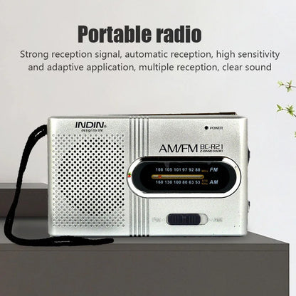BC-R21 Mini AM/FM Radio — Battery-Operated Portable Receiver with Best Reception for Home, Running & Walking