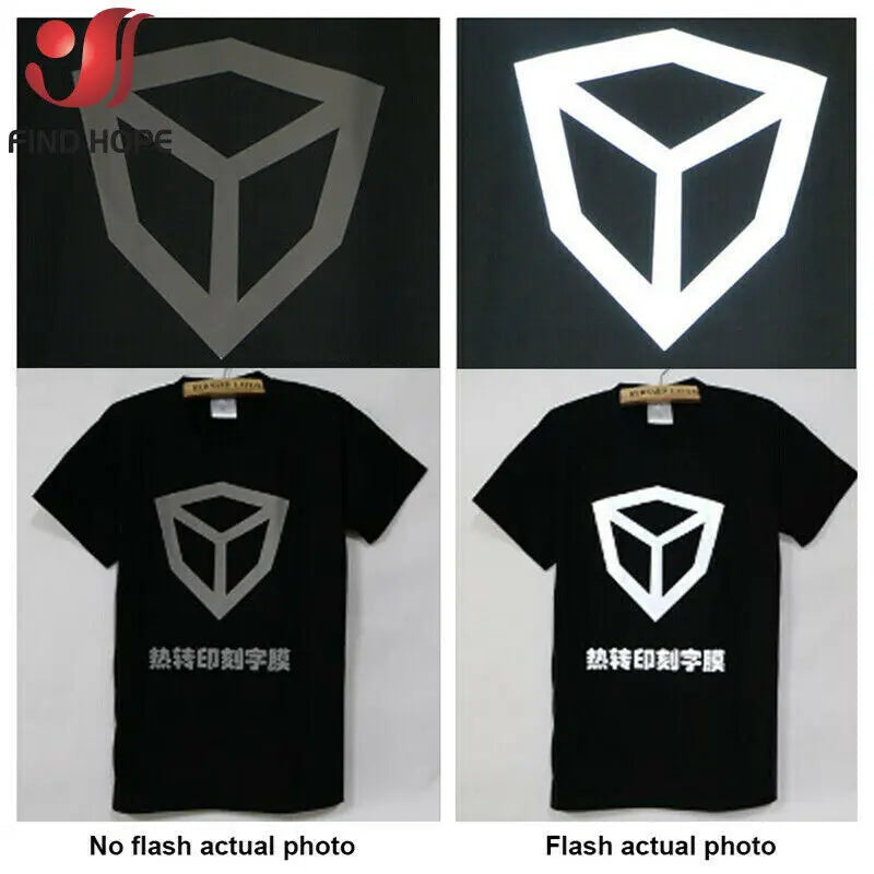 7.8x19in Reflective Heat Transfer Vinyl - Iron-On HTV Sheet for T-Shirts, DIY Patterns, Letters for Clothes and Bags