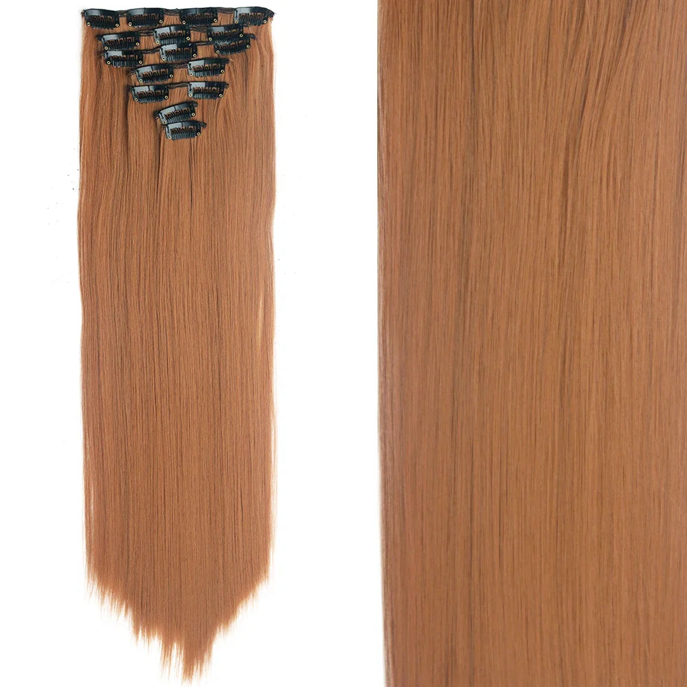 Women’s 7Pcs Hair Extensions with 16 Clips – Natural Black Straight Ombre Hairpiece