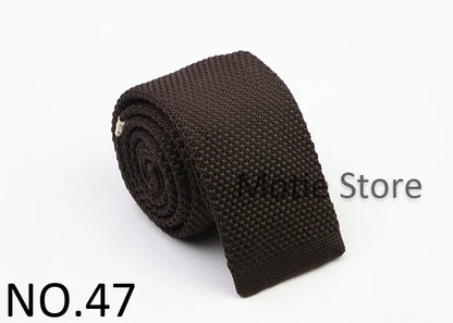 Classic Knit Neck Tie for Men — 6cm Plaid & Dots Casual Business Wedding Tie