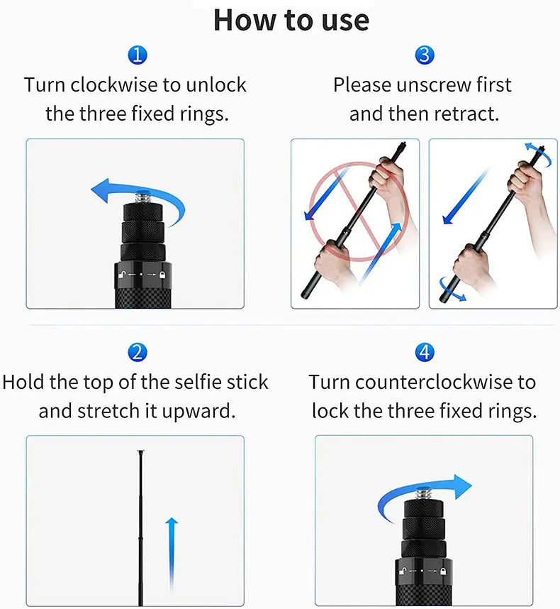 Carbon Fiber Invisible Selfie Stick 1.2m/3m – Bullet Time Rotating Tripod Handle for GoPro & Insta360 X4/X3/X2