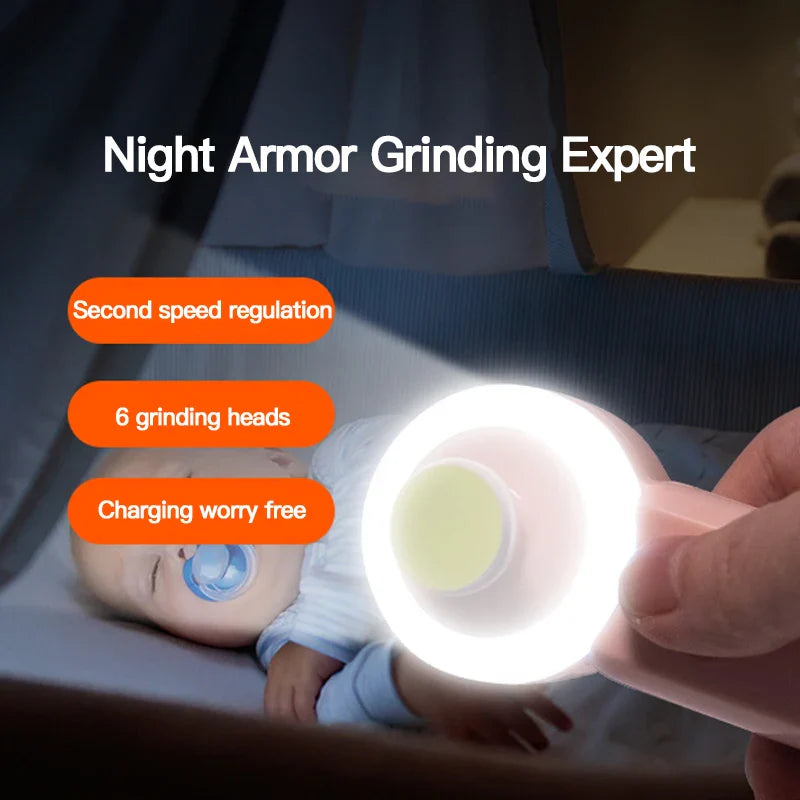 Rechargeable Luminous Newborn Electric Nail Clipper Set: Baby Anti-Clamping Scissors & Nail Grinder