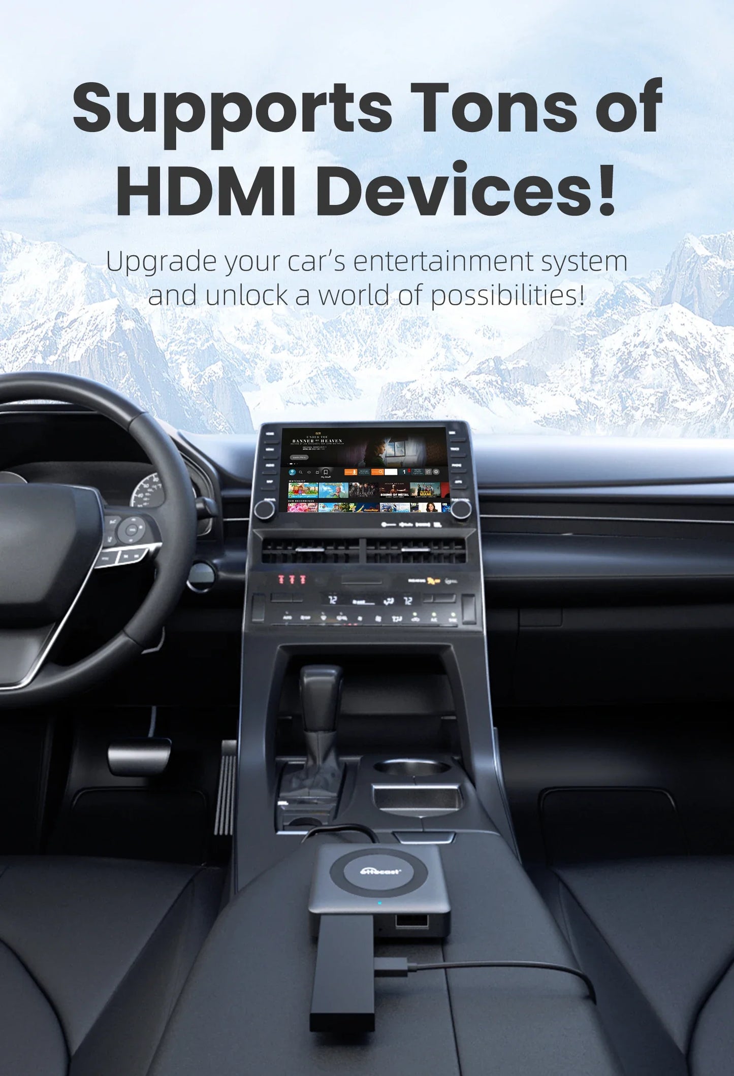 OTTOCAST Car TV Mate Adapter — Wired to Wireless CarPlay & Android Auto, HDMI Multimedia Video Converter for TV Sticks, Game Box, Phone