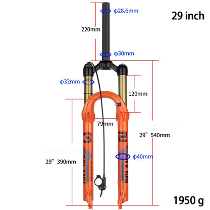BOLANY Mountain Bike Fork – 29 Inch MTB Air Suspension, Shock Absorbing Fork for Downhill & MTB Bikes