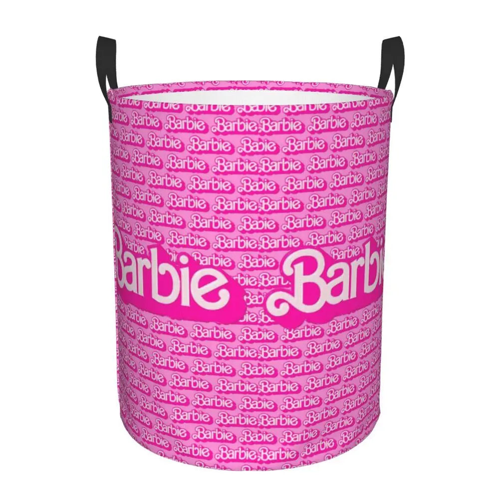 Custom Barbie Logo Laundry Basket – Collapsible Large Capacity Clothes Storage Bin, Disney Baby Hamper