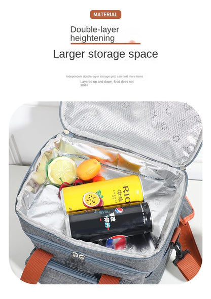 Double Layer Lunch Bag – Large Capacity Thermal Insulated Leakproof Cooler Tote for Work, School & Picnic