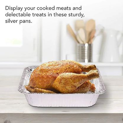 50pcs Disposable Aluminum Foil Pans – Various Sizes for Cooking, Baking, Heating, Storing & Food Prep