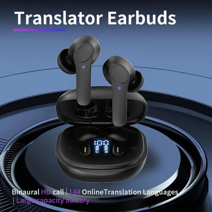 Smart Translate Earbuds — Real-Time Voice Translator, 144 Languages, Online & Offline, 4 Modes, 98% Accuracy