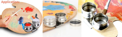 Stainless Steel Paint Dipper Palette Cup – Single/Double Oil & Solvent Container with Screw Cap for Artists