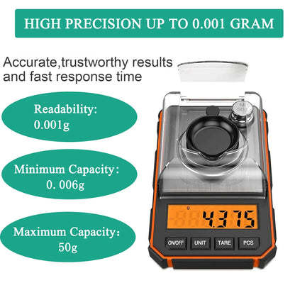 Brifit 0.001g Precision Digital Pocket Scale – 50g Mini Milligram Scale with Calibration Weights