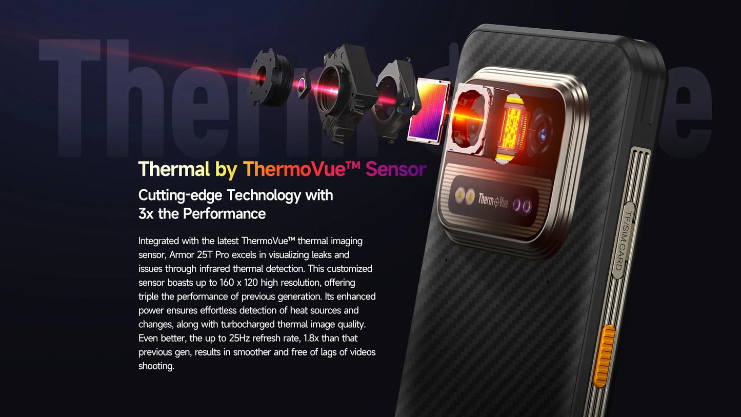 Ulefone Armor 25T Pro 5G Rugged Smartphone – Thermal Imaging, Night Vision, Android 14, 64MP Camera, NFC, Waterproof, 33W Charging