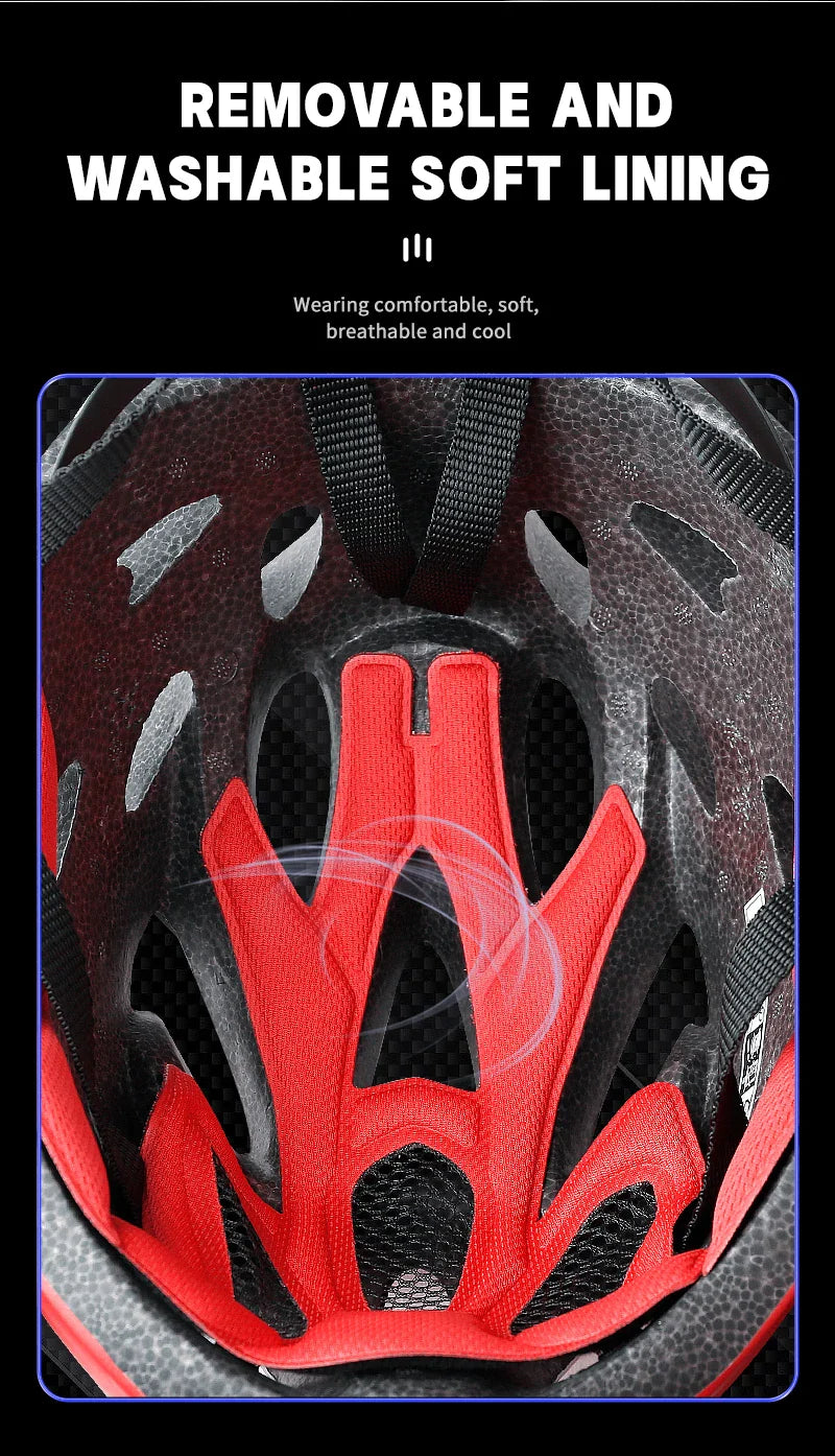 X-TIGER Cycling Helmet – Ultralight MTB Bike Helmet with LED Lights, Integrally-Molded Sports Safety Hat & Goggles Visor