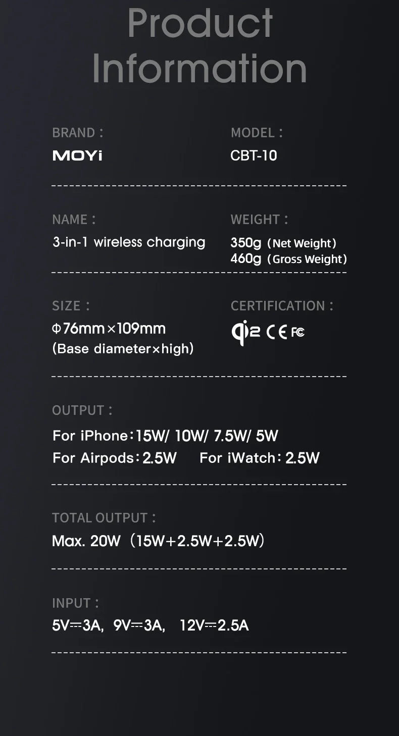 Truly Qi2 3-in-1 MagSafe Magnetic Touch Wireless Charger — Fast Charging Dock for iPhone, Android, Apple Watch & AirPods
