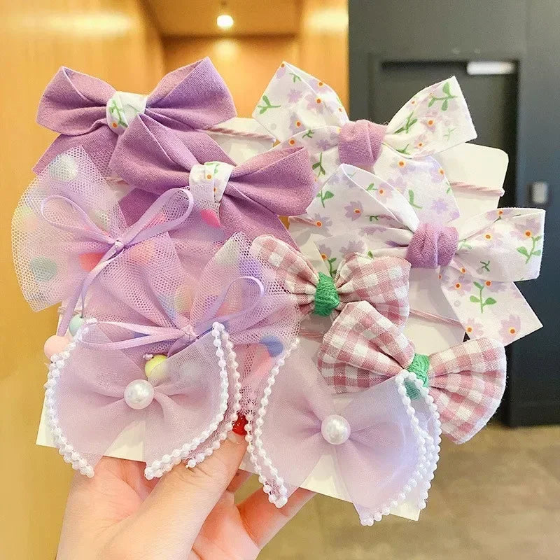10 Pcs Baby Girl Flower Hair Bands Set – Cute Colorful Soft Scrunchies Ponytail Holders for Kids