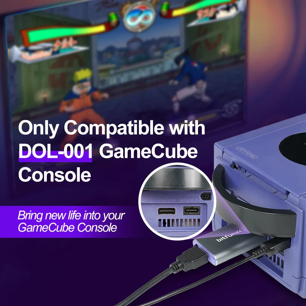Bitfunx GC Video HDMI Adapter – Digital AV to HDMI Converter for Nintendo GameCube NGC DOL-001 Console