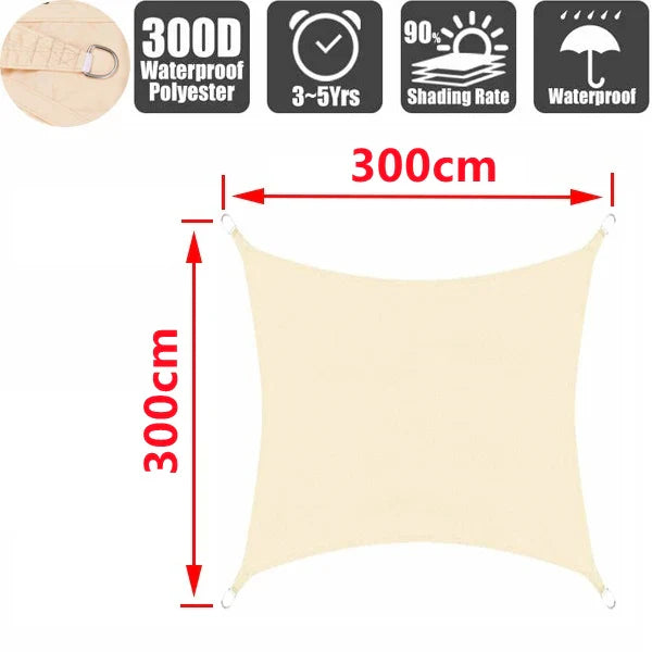 Outdoor Waterproof Sun Shade Sail – Rectangle Canvas Awning for Garden, Terrace, Pool & Car Sun-Shelter