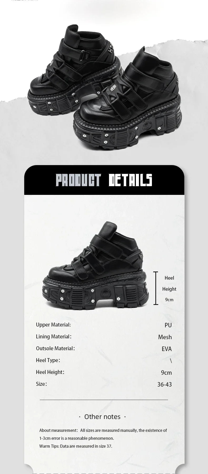 2025 Women’s Punk Gothic Ankle Boots – Lace-Up Platform Shoes with 9CM Heel & Metal Decor