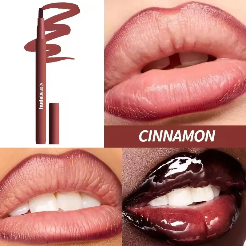 Velvet Brown Lip Liner - Nude Matte Waterproof Cherry Red Lip Contour Pencil for Women