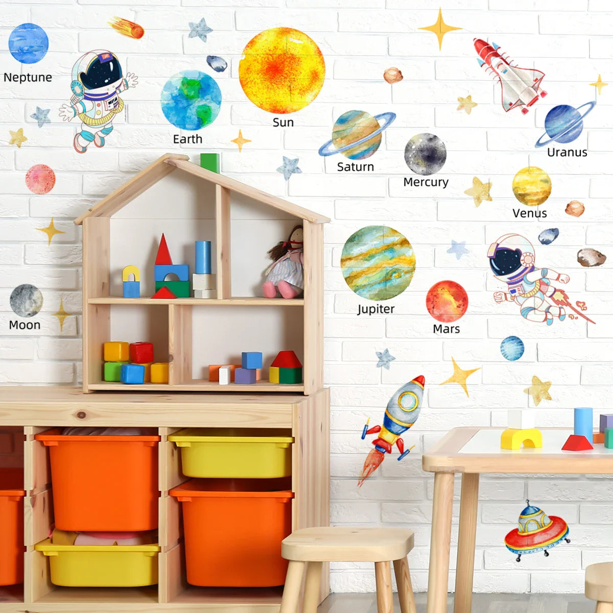 Explore Space with Solar System Kids Wall Stickers - Astronaut and Stars Decals for Nursery, Bedroom, and More!