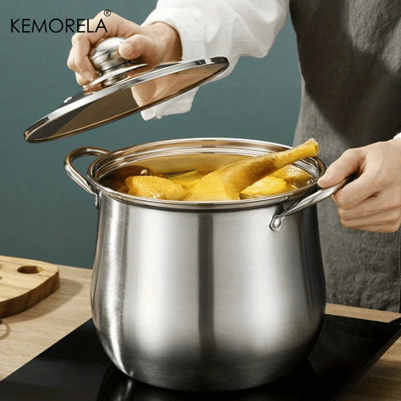 Large Stainless Steel Soup Pot – Universal Cooking Pot for Noodles, Stew & Chicken Soup
