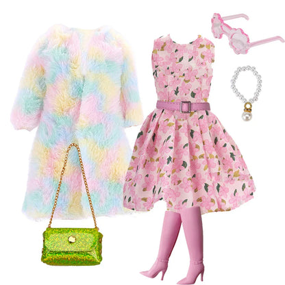 30cm Doll Winter Outfit – Plush Overcoat, Hats, Handbags & Shoes, DIY Fashion Doll Accessories