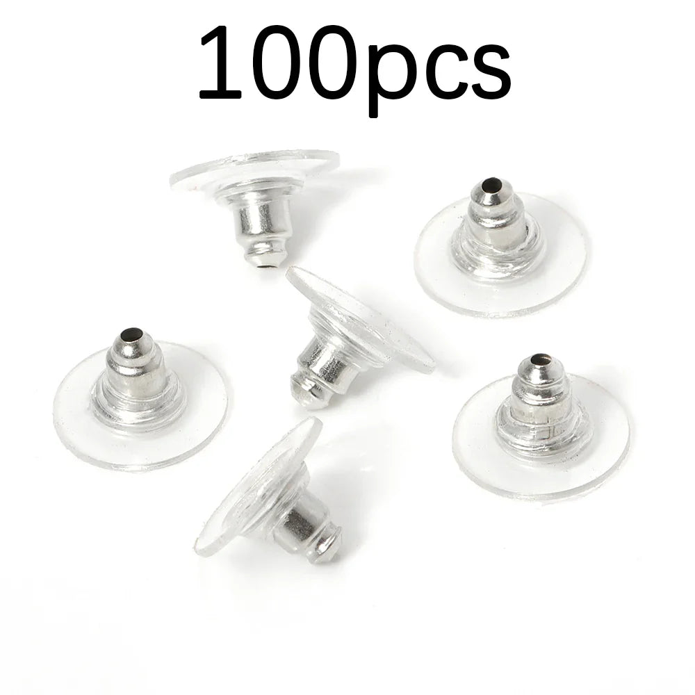 100-200PCS Rubber Earring Backs & Fishhook Ear Stoppers for Jewelry Making and DIY Earring Repairs