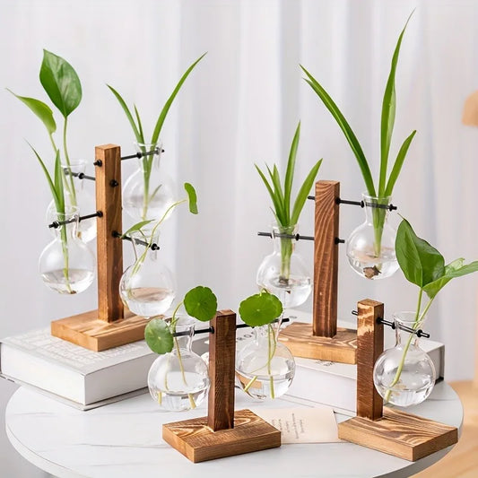 Hydroponic Glass Vase, Vintage Desktop Plant Terrarium Planter, Bulb Water Planting Propagation Vase for Hydroponics Plants