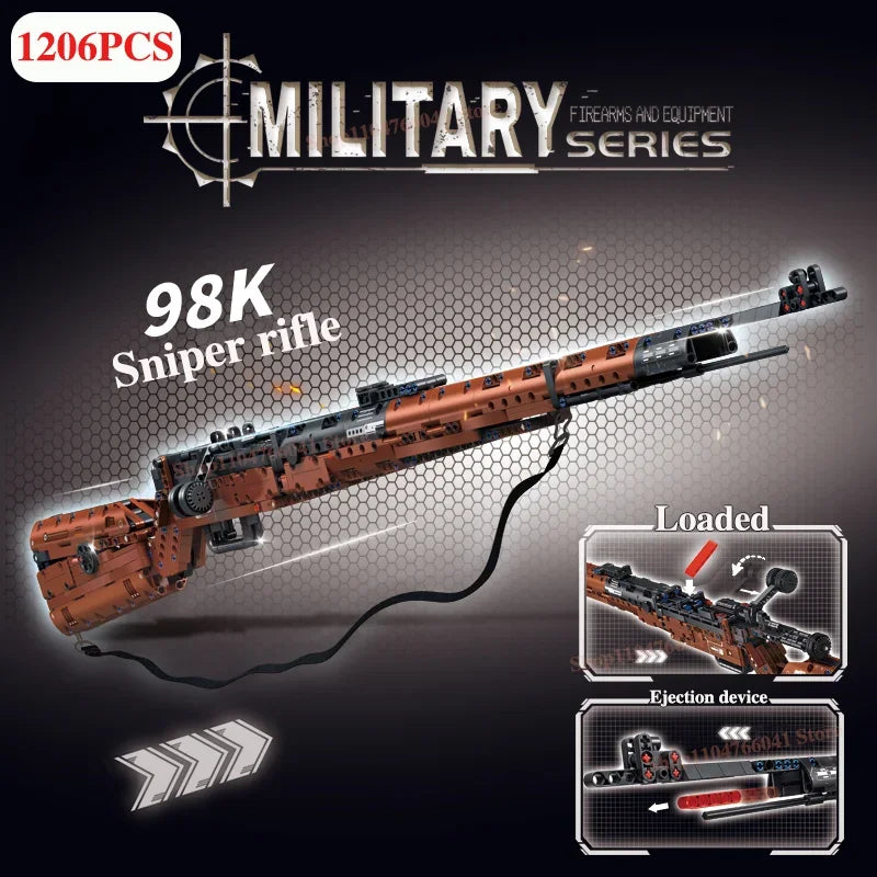2025 New 1206PCS 98K Style Building Block Gun – DIY Military Model Kit for Boys’ Creative Toy Collection