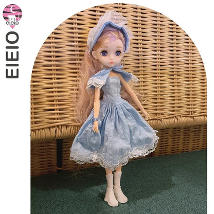 26cm BJD Doll for Girls – Purple Hair Fashion Princess with Big Eyes & Accessories Gift
