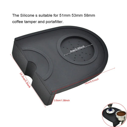 High Quality Silicone Espresso Tamper Mat – Slip-Resistant Rubber Corner Pad (No Tamper Included)