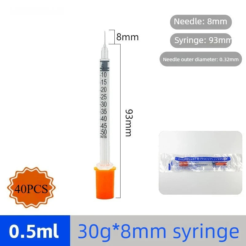 40/80PCS Disposable Veterinary Syringes - Sterile Insulin Needles for Pet & Animal Use