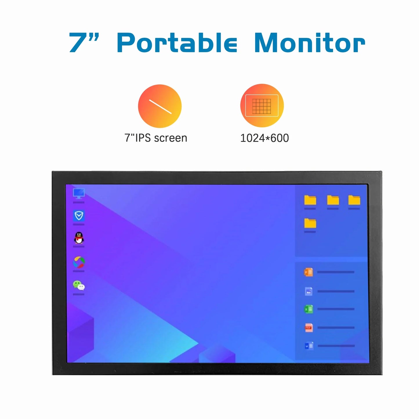 7 Inch Mini TFT Monitor – 1024x600 High-Resolution LCD Screen with HD/VGA/AV Input for Laptop & Home Security Camera
