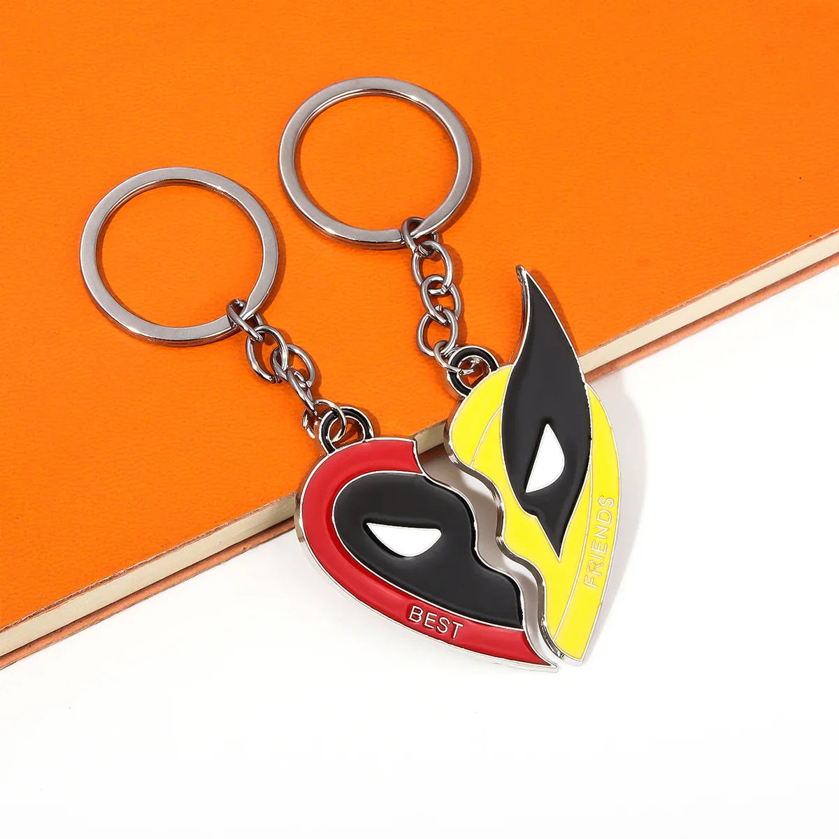 Best Friends Clown Mask Keychain & Bracelet Pendant Combo – Red & Yellow Love Jewelry for Friends
