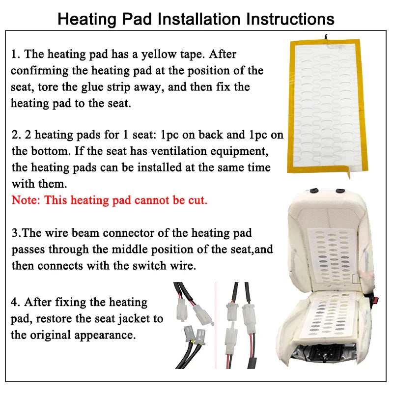 Stay Warm on the Go: Universal Built-In Car Seat Heater Kit - Fits 2 Seats with 12V Alloy Wire Heating Pads - 3 Levels Dual Control Heated Switch System