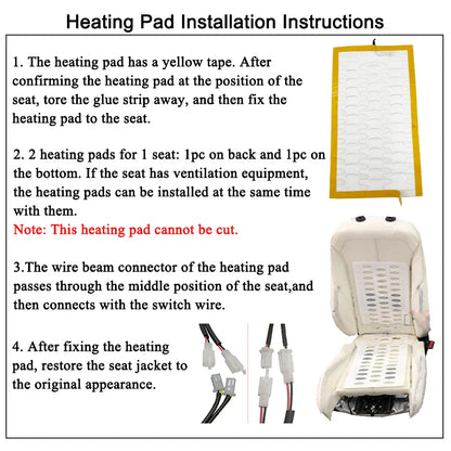 Stay Warm on the Go: Universal Built-In Car Seat Heater Kit - Fits 2 Seats with 12V Alloy Wire Heating Pads - 3 Levels Dual Control Heated Switch System