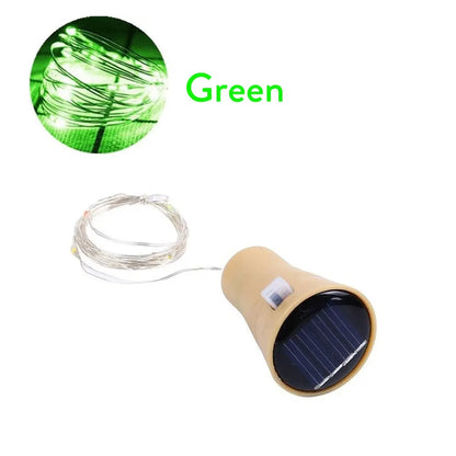 Solar Wine Bottle Lights – 10LED/15LED/20LED Cork Shape Fairy Lights, Copper Wire Garland for Christmas & Home Room Decoration