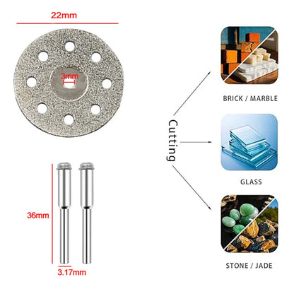 31PC Diamond Cutting Discs Set for Mini Drill Rotary Tool – HSS Circular Saw Blades, Sanding & Grinding Wheels for Metal, Wood, Stone & PVC Cutting Tools