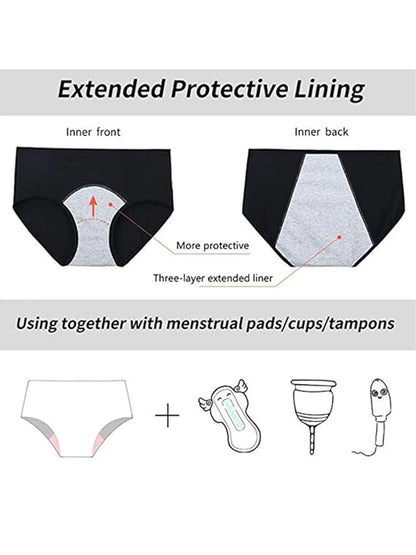 5Pcs Women’s Protective Cotton Menstrual Panties | Breathable Leakproof Briefs & Postpartum Underwear