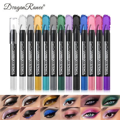 12-Color Waterproof Eyeshadow Pencil – Long-Lasting Pigment Blue Purple Black Eye Shadow Stick