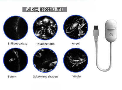 2-in-1 Mini Galaxy Star Projector Night Light – Starry Sky Ambient Bedroom Lamp for Sleep, Relaxation & Home Decoration