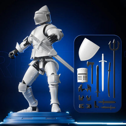 Knight Action Figures Paladin - 13-Jointed Movable Shapeshift Robot, 3D Printed Mannequin Character Toy, Kids Gifts