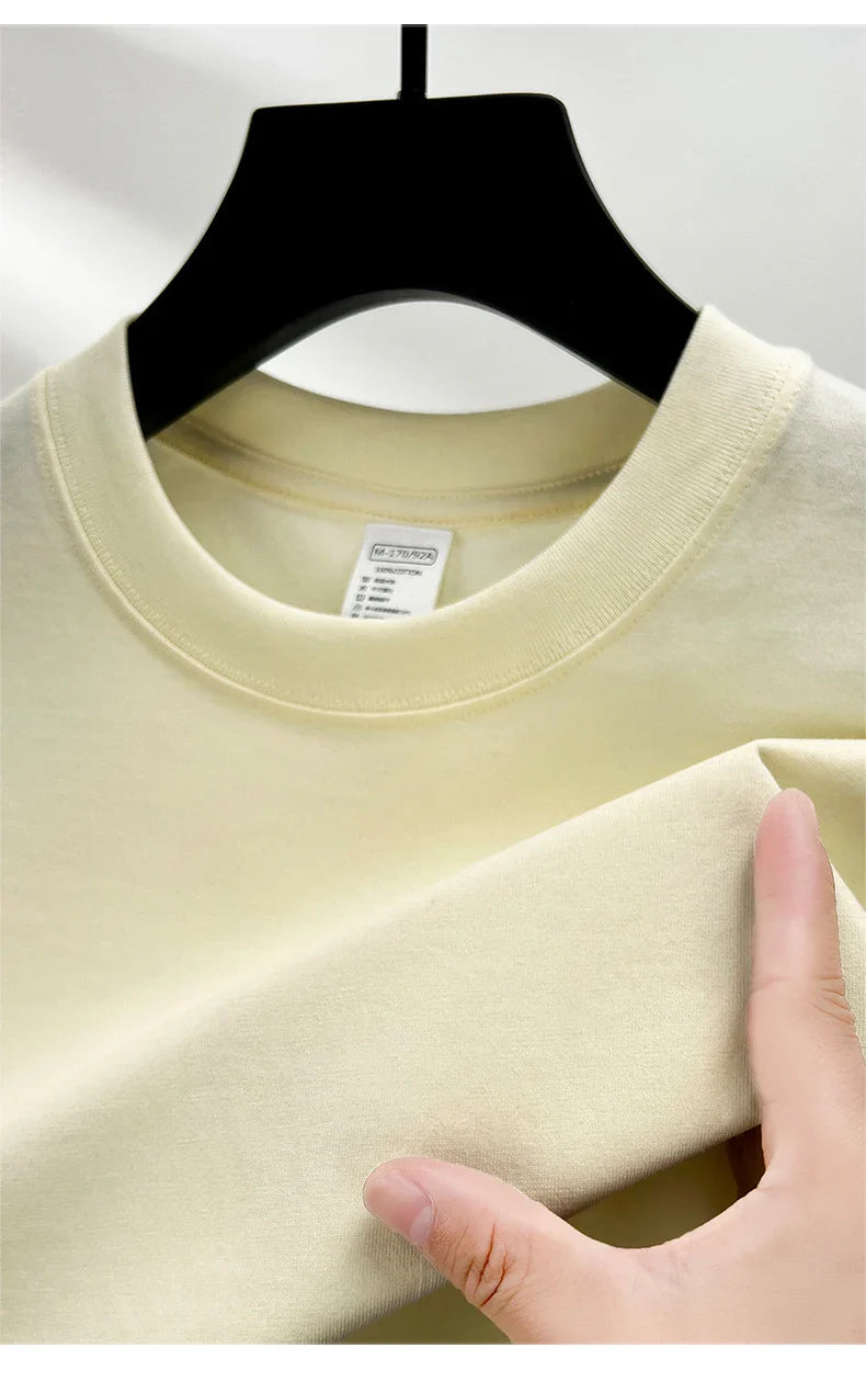 100% Pure Cotton Men’s Summer T-Shirt – High-End Short Sleeve Round Neck Breathable Fashion Top