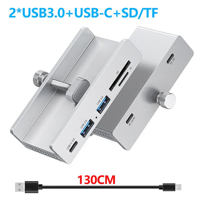 Aluminum 4-Port USB 3.0 Hub — High-Speed Clip Hub with Power Supply, 5–10Gbps Data Transfer, USB 3.2 for Mac & PC